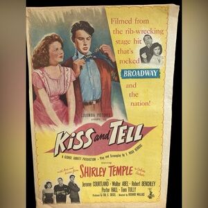 Original Vintage 1945 ‘Kiss and Tell' Movie Ad- Shirley Temple & Jerome Cortland